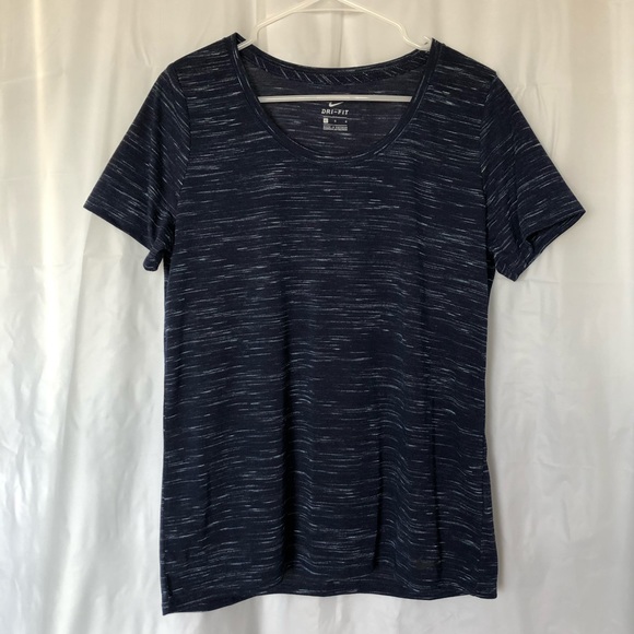 Nike Dri-Fit Scoop Neck Heathered Blue Tee - Picture 1 of 7